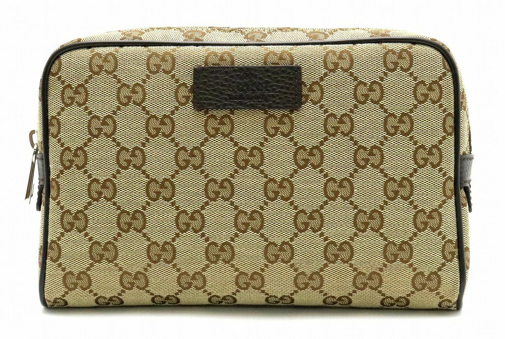 Gucci GG Canvas Body Belt Bag Waist Leather Beige Brown Cream